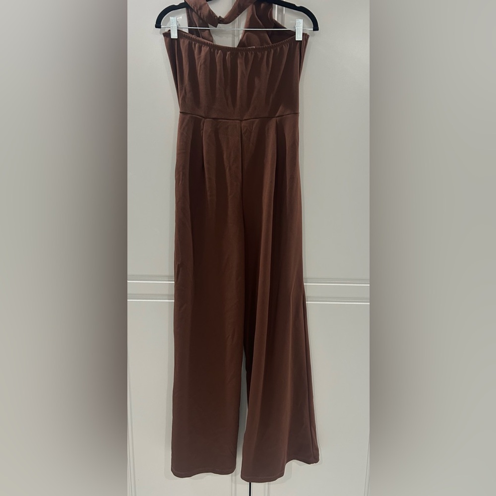 Madden Girl Brown Halter Waist Jumpsuit - Picture 3 of 6